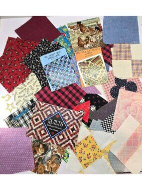 Quilt Fabric Squares, Books & Postcard Set Many Colors Embellishments CM2288